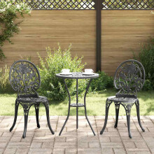 Berkfield Garden Bistro Set 3 pcs Black Aluminium