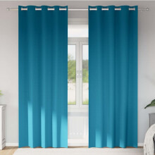Berkfield Blackout Curtains with Rings 2 pcs Turquoise 260 x 140 cm
