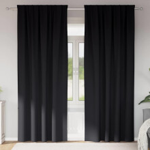 Berkfield Blackout Curtains with Rings 2 pcs Black 260 x 140 cm Polyester