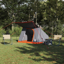 Berkfield Camping Tent Grey and Orange 282 x 225 x 154 cm Taffeta