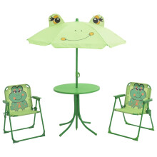 Berkfield 3 Piece Kids' Garden Bistro Set with Parasol Green