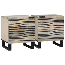 Berkfield Bedside Cabinet 2 pcs White and Black 40 x 33 x 46 cm
