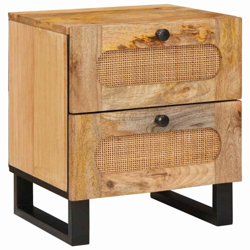 Berkfield Bedside Cabinet Natural 40 x 33 x 46 cm Solid Mango Wood