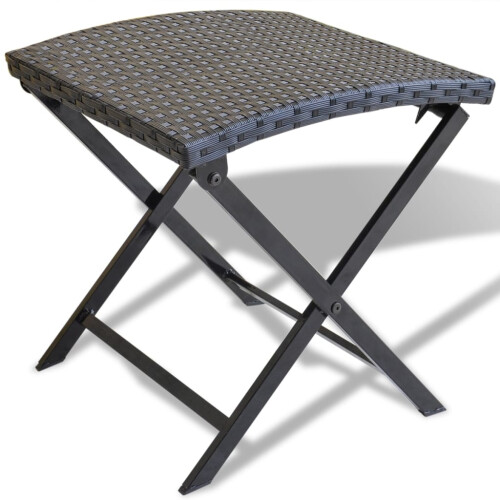 Berkfield Folding Stool Poly Rattan Black