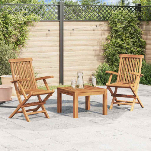 Berkfield Folding Garden Chairs 2 pcs Solid Teak Wood