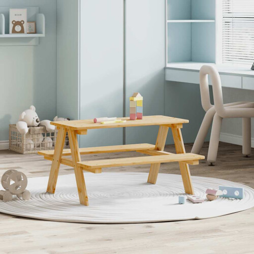 Berkfield Children's Table with Benches IRUN 90x79.5x50 cm Solid Wood