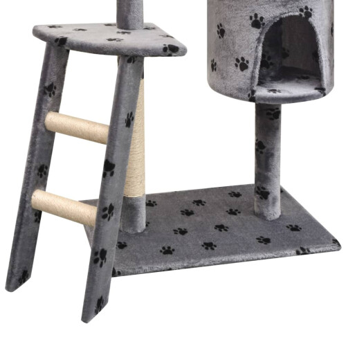 Berkfield Cat Tree with Sisal Scratching Posts 150 cm Paw Prints Grey 2
