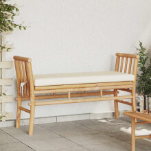 Berkfield Garden Bench with Cushion Brown 110 x 38 x 65cm Bamboo