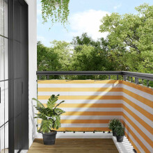 Berkfield Balcony Screen Yellow and White Stripe 90x800 cm