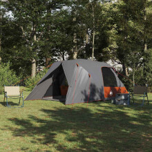 Berkfield Dome Tent 4-Person with Roof Grey and Orange 455 x 252 x 178 cm