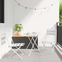 Berkfield Bistro Set 3 pcs White Steel