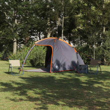 Berkfield Cabin Tent with Roof Grey and Orange 370 x 230 x 185 cm Taffeta