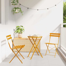 Berkfield Garden Folding Chair Folding 2 pcs Mustard 42 x 46 x 82cm Metal