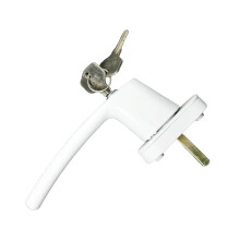2pcs Window Handle Lock Set with Key, White Aluminum Casement Replacement for Double Glazing