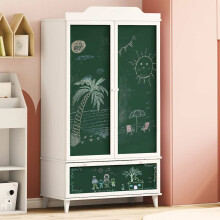 Berkfield Chalkboard Wardrobe with Drawer ROROS White 90 x 45 x 165 cm