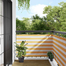 Berkfield Balcony Screen Yellow and White Stripe 90x1000 cm