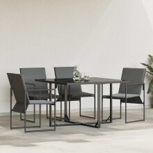 Berkfield Chair with Cushion 4 pcs Black and Anthracite Textilene