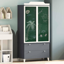 Berkfield Chalkboard Wardrobe ROROS Grey and White 90 x 45 x 180 cm