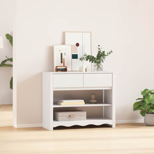 Berkfield Console Table Drammen White 89.5 x 37 x 73 cm Solid Pine Wood