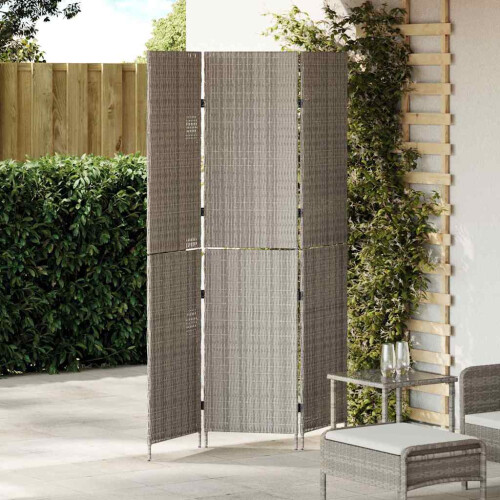 Berkfield Room Divider Folding Manual Grey 146 x 180 cm Poly Rattan