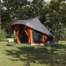Berkfield Tipi Tent with Roof Grey and Orange 508 x 470 x 300 cm Taffeta
