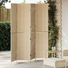 Berkfield Room Divider Folding Manual Beige 195 x 180 cm Poly Rattan