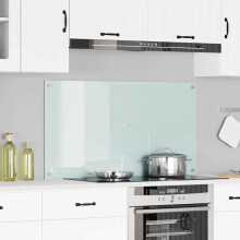 Berkfield Kitchen Backsplash White 110 x 60 cm Tempered Glass