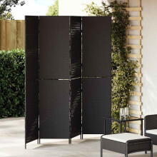 Berkfield Room Divider Folding Manual Black 195 x 180 cm Poly Rattan