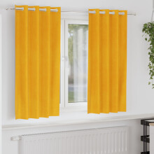 Berkfield Blackout Curtains 2 pcs Mustard Yellow 140 x 175 cm Velvet