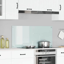 Berkfield Kitchen Backsplash White 110 x 50 cm Tempered Glass