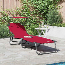 Berkfield Folding Sun Lounger Folding Red 190 x 57 x 81 cm Oxford
