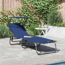 Berkfield Folding Sun Lounger Folding Blue 190 x 57 x 81 cm Oxford