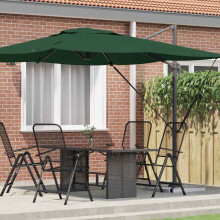 Berkfield Roma Parasol Green 286 x 284 x 265 cm Aluminium and Polyester