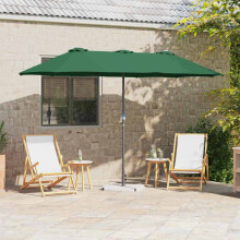 Berkfield Garden Parasol Green 370 x 197 x 239 cm Polyester and Aluminium