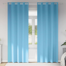 Berkfield Blackout Curtains with Rings 2 pcs Light Blue 225 x 140 cm