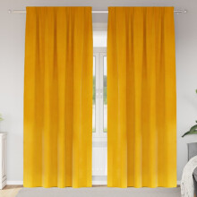 Berkfield Blackout Curtains 2 pcs Mustard Yellow 140 x 260 cm Velvet