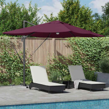 Berkfield Umbrella with LED Strip Lights Bordeaux Red 351 x 250 x 253 cm
