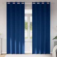 Berkfield Blackout Curtains with Rings 2 pcs Dark Blue 245 x 140 cm