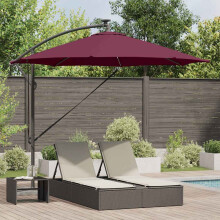 Berkfield Umbrella with LED Strip Lights Bordeaux Red 294 x 294 x 248 cm