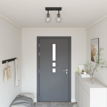 Berkfield Ceiling Spotlight Black 33 x 13 x 26 cm Glass and Metal