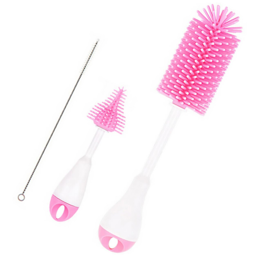 Long Handle Rotating Baby Bottle Cleaning Brush Set for Feeding Bottles, Nipples and Straws Deep Clean
