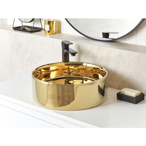 Beliani Countertop Basin TEBAR  400 mm Ceramic Gold 1