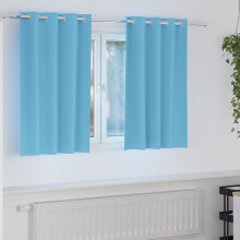 Berkfield Blackout Curtains with Rings 2 pcs Light Blue 140 x 140 cm