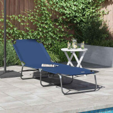 Berkfield Folding Sun Lounger Folding Blue 188 x 57 x 86.5 cm Polyester