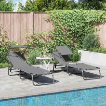 Berkfield Folding Sun Lounger Folding 2 pcs Grey 190 x 57 x 81 cm Oxford