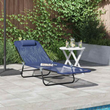 Berkfield Folding Sun Lounger Navy Blue 182 x 55 x 85.5 cm Textilene