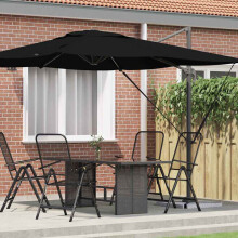 Berkfield Roma Parasol Black 286 x 284 x 265 cm Aluminium and Polyester
