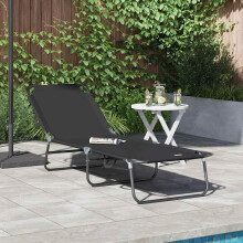 Berkfield Folding Sun Lounger Folding Black 188 x 57 x 86.5 cm Polyester