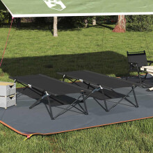 Berkfield Folding Camping Bed Folding Manual 2 pcs Black 206 x 76 x 74 cm