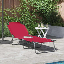 Berkfield Folding Sun Lounger Folding Red 188 x 57 x 86.5 cm Polyester